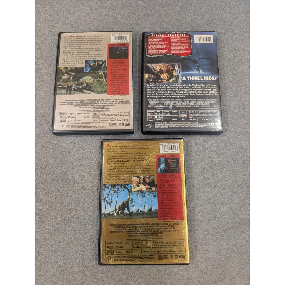 Jurassic Park Trilogy DVD Set Collectors Edition Widescreen Lost World JP3 - Picture 2 of 2